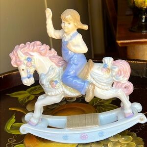 Vintage Paul Sebastian ...Girl on Rocking. Horse..
